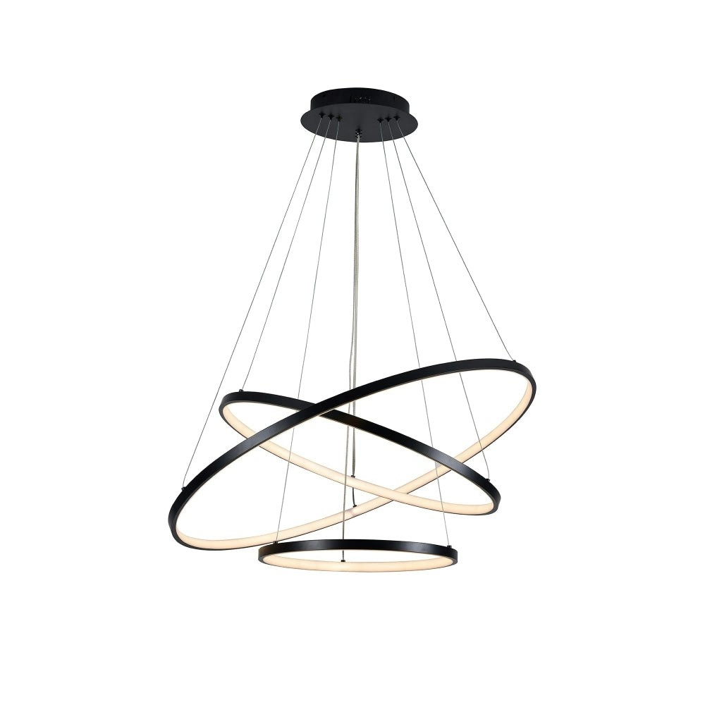 Omega Bright Contemporary Retro Black Hollow Rings Halo LED Pendant Light - Small