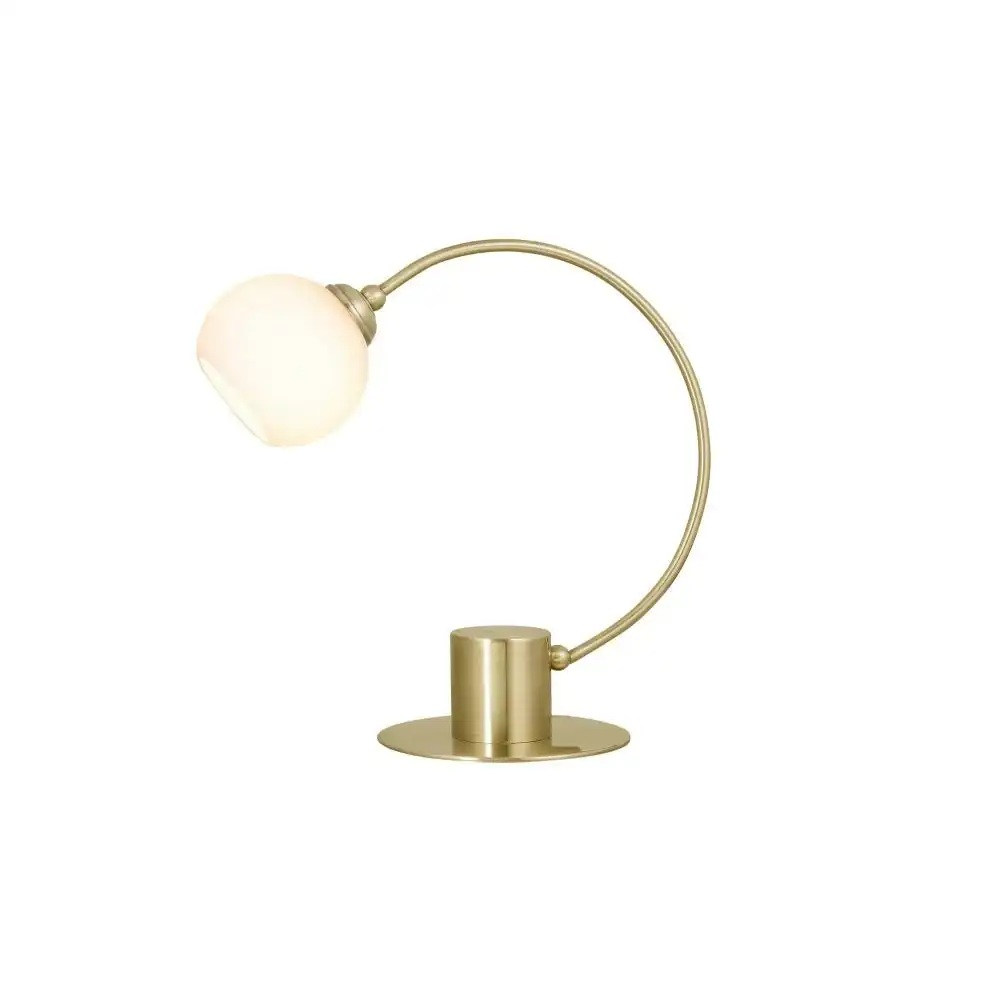 Rush Blush Touch Table Desk Study Metal Lamp Reading Light Glass Shade - Antique Brass