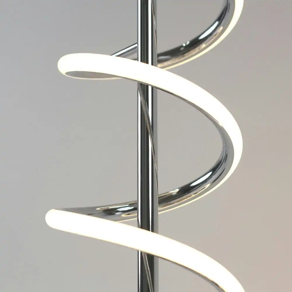 Angelina Modern Curved Spiral LED Table Bedside Lamp Light - Chrome