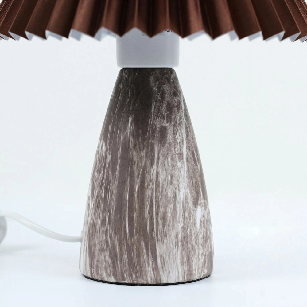 Clara Modern Classic Single Bulb Ceramic Table Lamp Light Pleated Fabric Shade - Brown Color