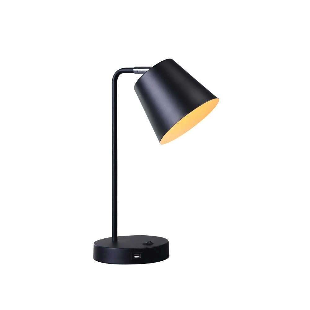 Volum USB Table Desk Metal Lamp Light Build-in Touch - Black