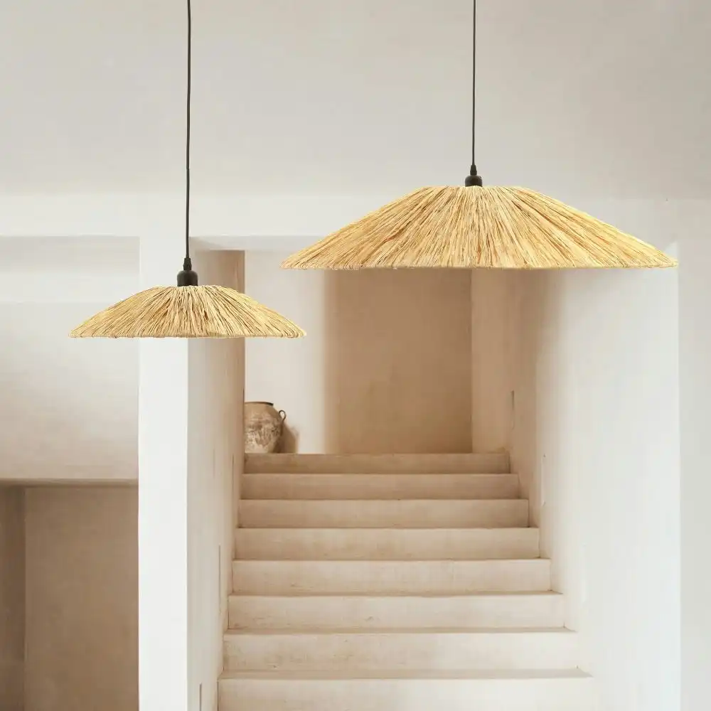 Alluria Transitional Contemporary Raffia Kitchen Pendant Light Bamboo Shade - Small