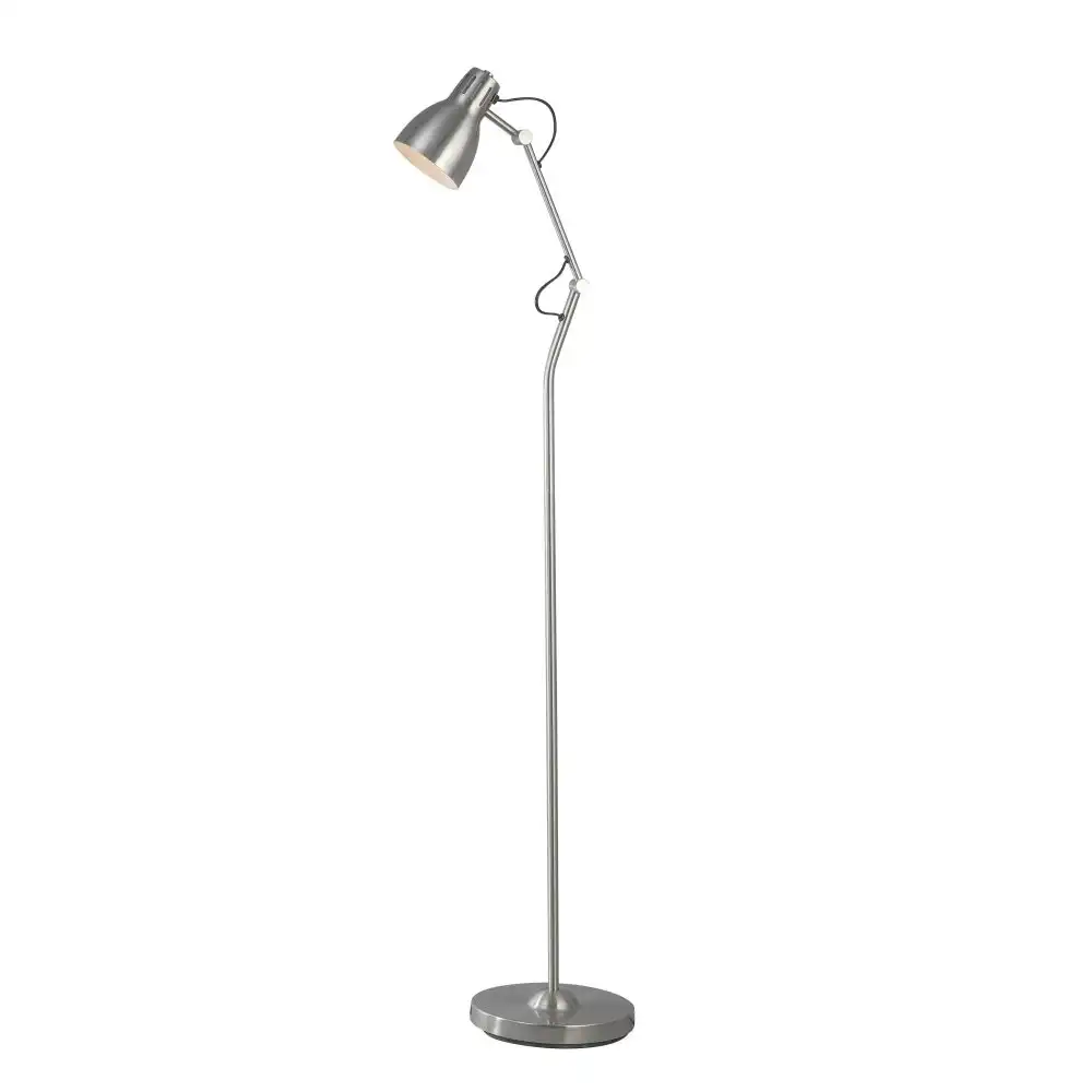 Intense Bright Classic Metal Floor Lamp Reading Light Adjustable Arms Metal Shade - White