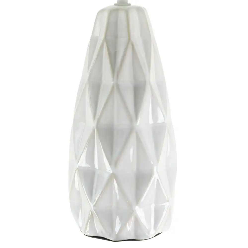 Belyse Modern Textured Ceramic Table Lamp Light Linen Drum Shade - White