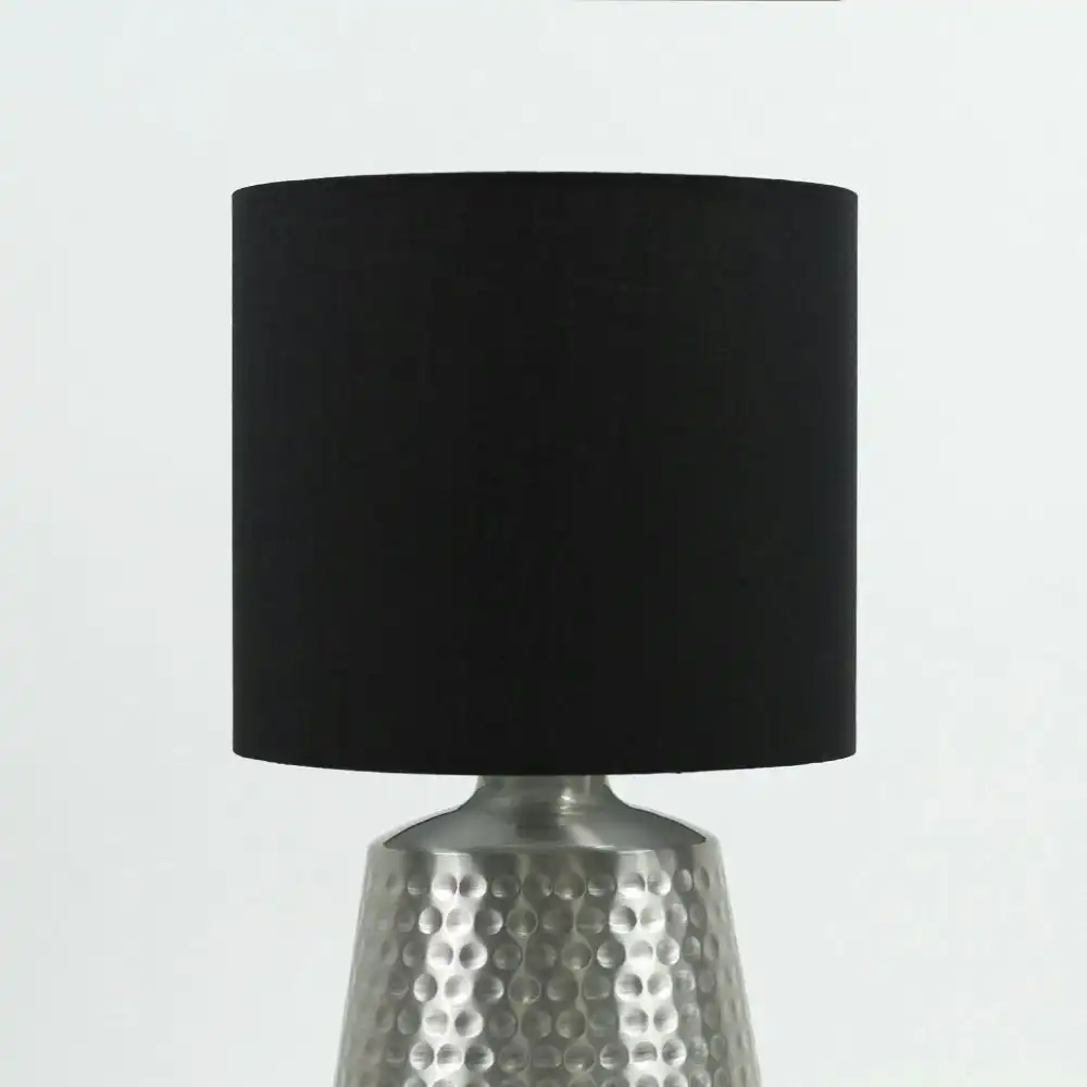 Osso Classic Touch Metal Table Lamp Light Fabric Shade - Satin Nickel and Black