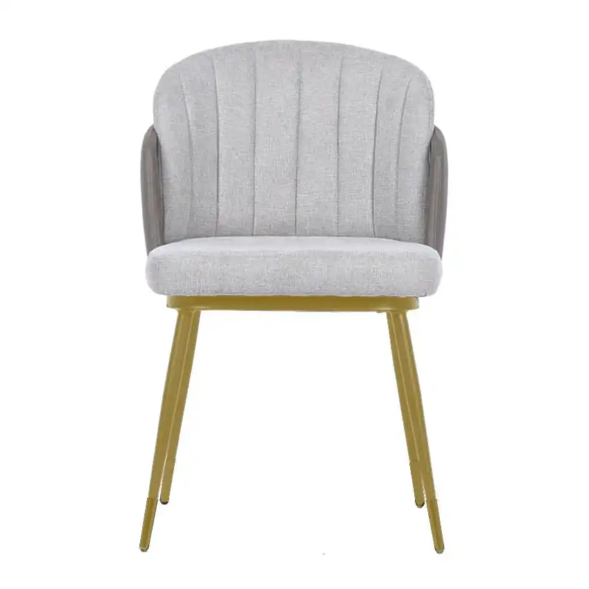HomeStar Set Of 2 Royale Velvet Fabric Kitchen Dining Chair W/ Gold Tip Legs - Grey