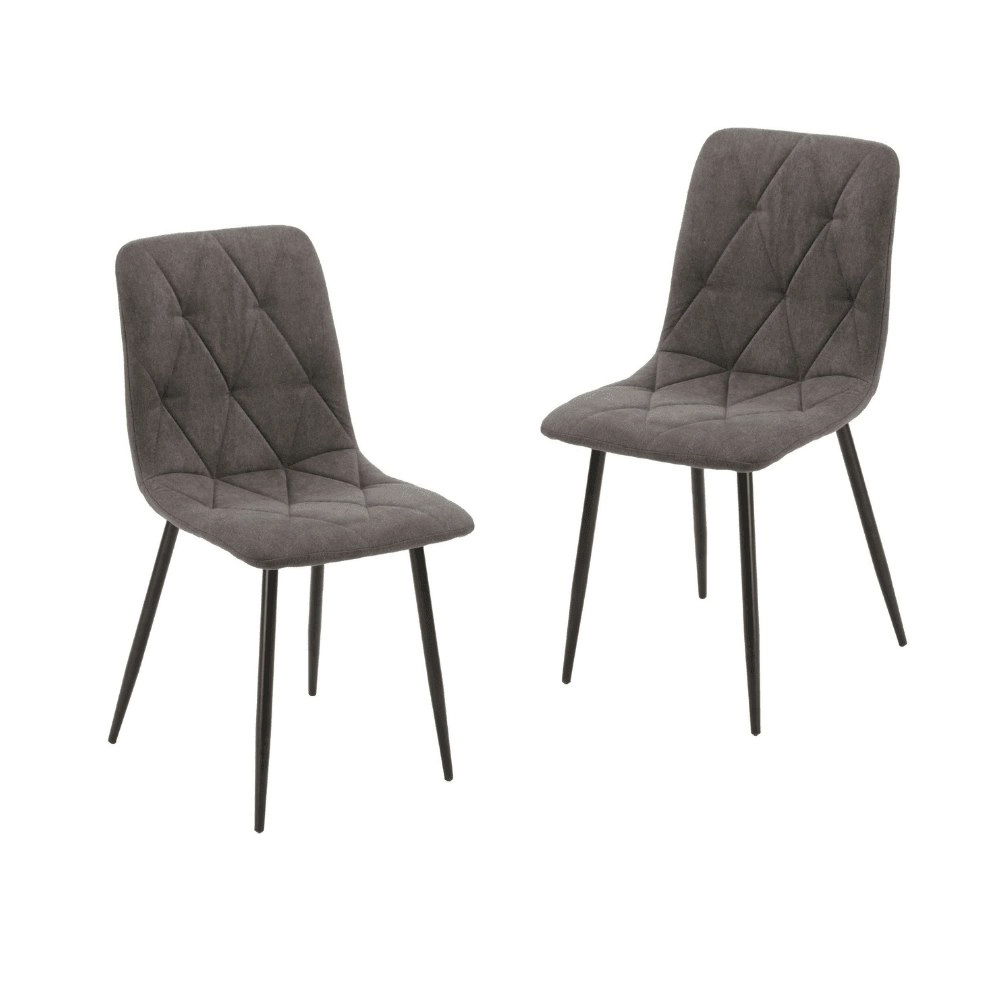 Raimon Furniture Set Of 2 Laios Fabric Dining Side Chairs Metal Frame - Grey