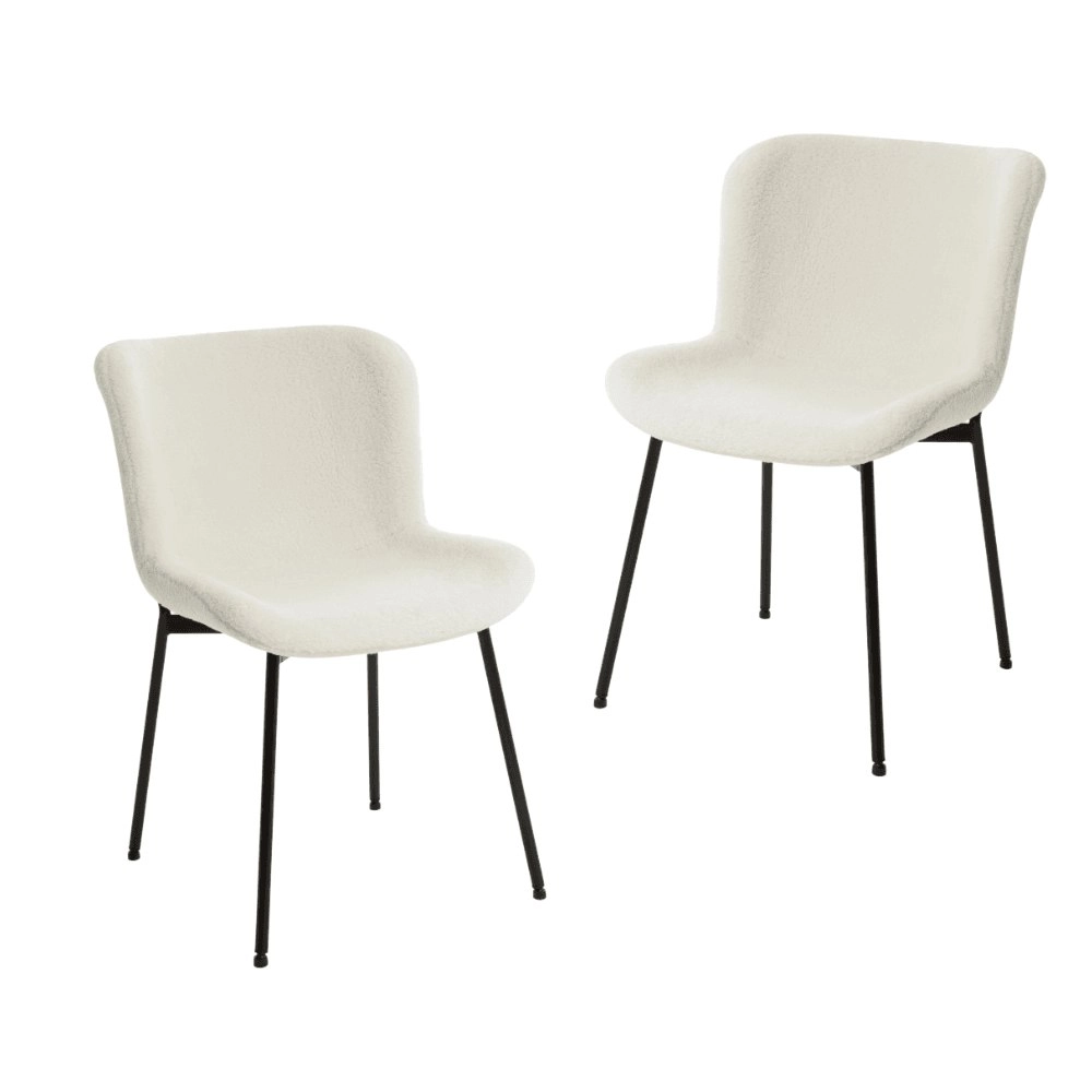 Raimon Furniture Set Of 2 Stevie Fabric Modern Kitchen Dining Chair - White