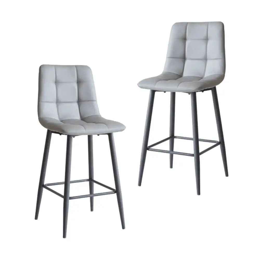 Raimon Furniture Set Of 2 Reese Modern Eco Leather Kitchen Counter Bar Stool - Grey