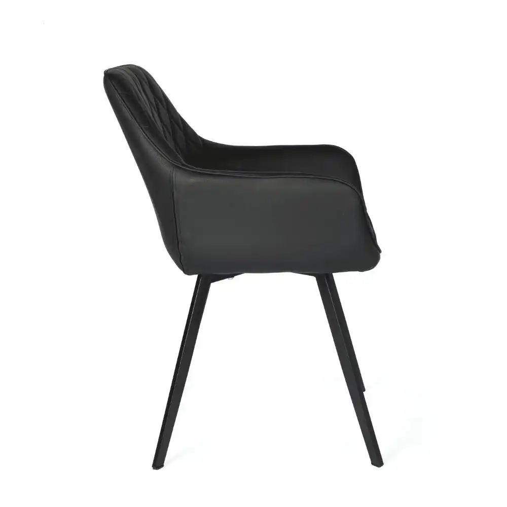 Raimon Furniture Set of 2 Xena Eco Leather Dining Chair Black Metal Legs - Black