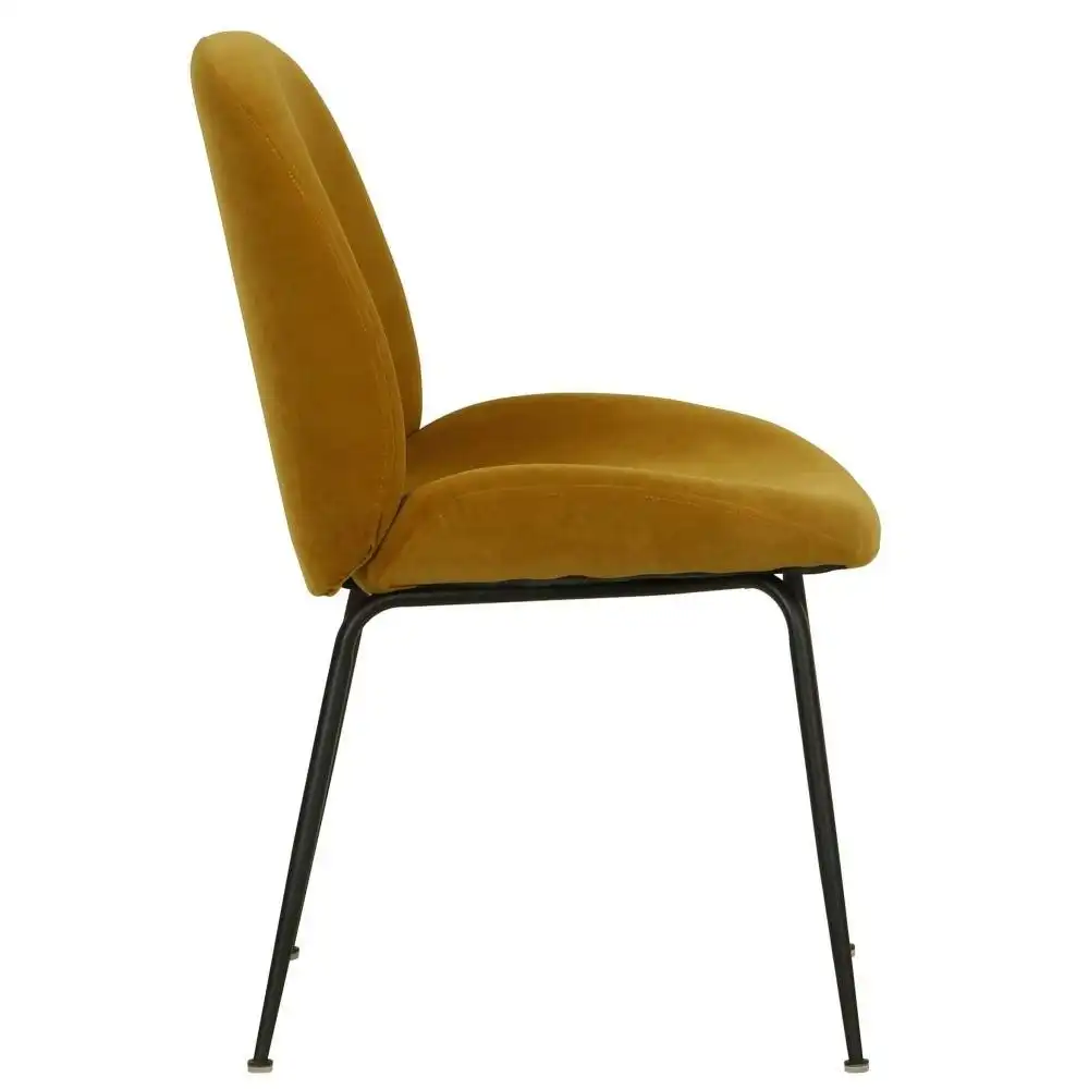 Raimon Furniture Set of 2 Casa Velvet Fabric Dining Chair - Black Legs - Mustard