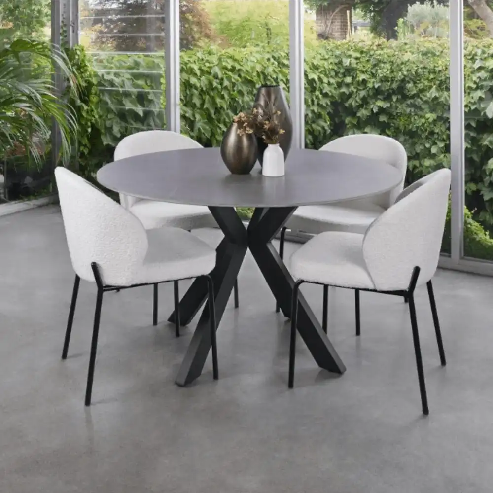 Cleo Round Modern Ceramic Kitchen Dining Table 120cm - Bulgarian Grey
