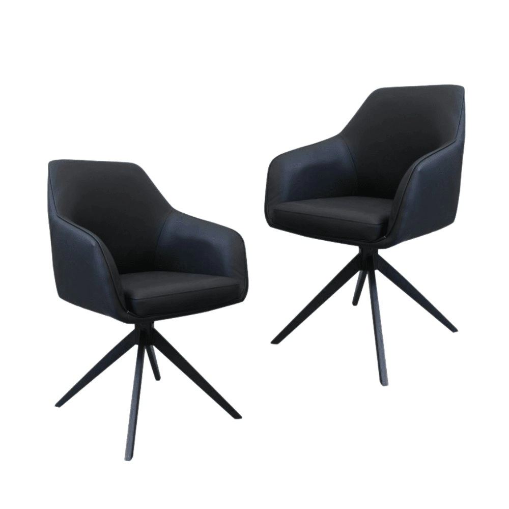 Raimon Furniture Set Of 2 Moz Rotation Modern Eco Leather Kitchen Dining Chair - Black