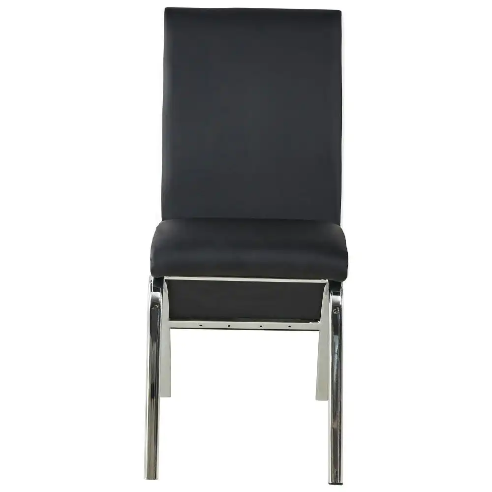 Our Home Set Of 4 Celine PU Leather Dining Chair W/ Metal Legs - Black
