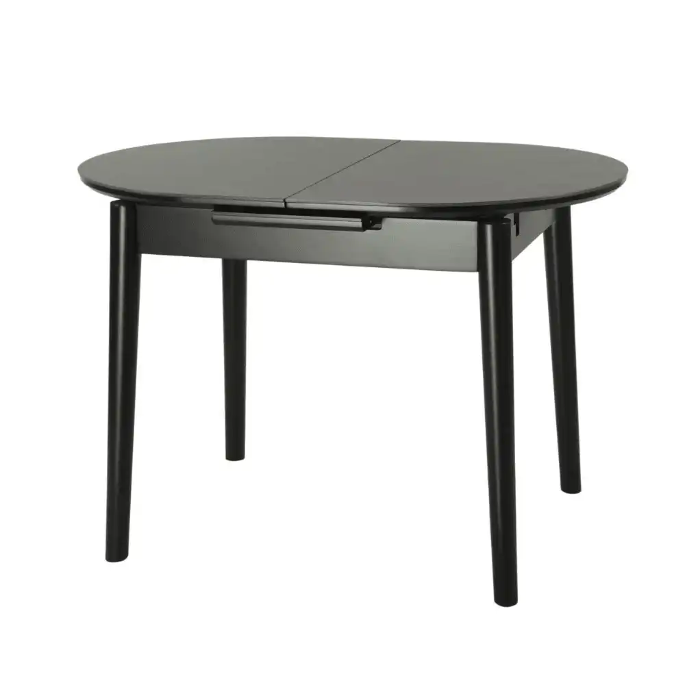Tyron Oval Extension Wooden Ceramic Dining Table 110-140cm - Black Ceramic