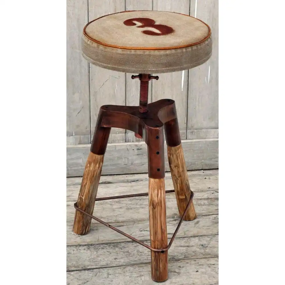 Roy Industrial Rustic Wind-Up Kitchen Counter Bar stool