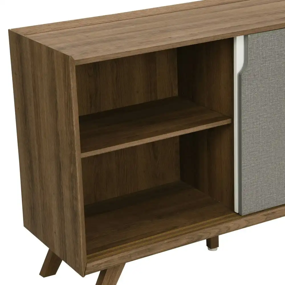 Design Square Kruz Buffet Unit Sideboard Storage Cabinet W/ 2-Doors 3-Drawers - Walnut