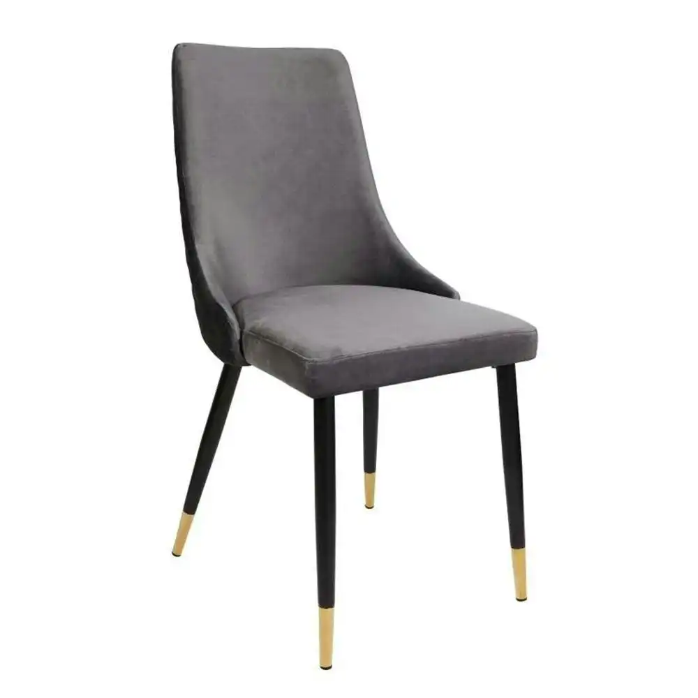 Raimon Furniture Set Of 2 Kira Velvet Fabric Dining Chair Black Metal Legs - Slate