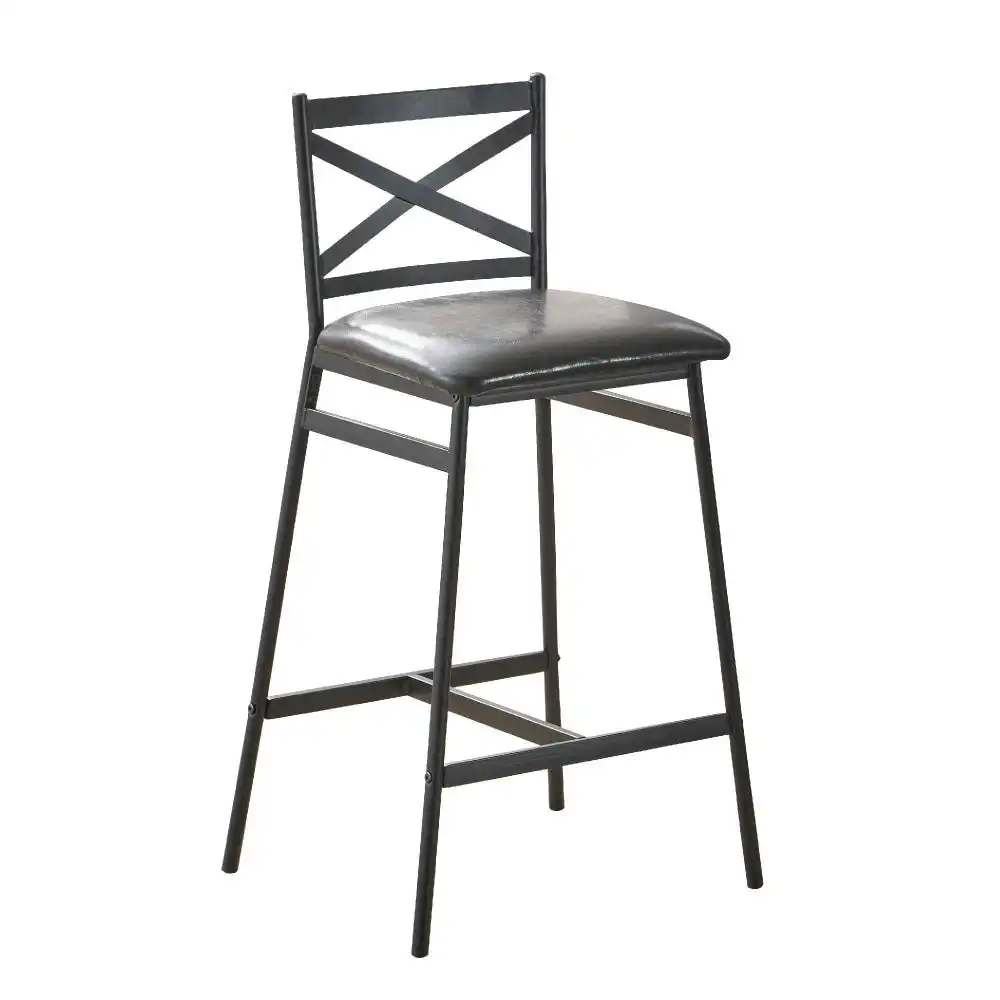 Set Of 2 Connie Metal Frame PU Seat Kitchen Counter Bar Stool - Black