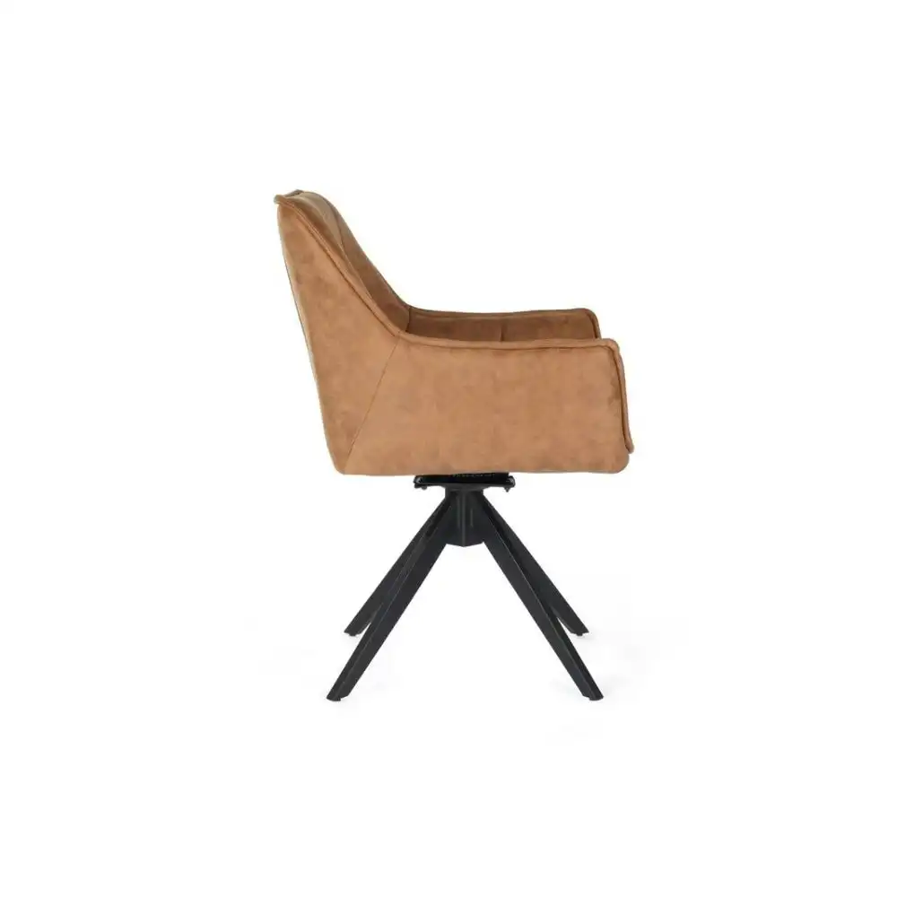 Raimon Furniture Set Of 2 Donna Fabric Dining Chairs Metal Legs Cognac
