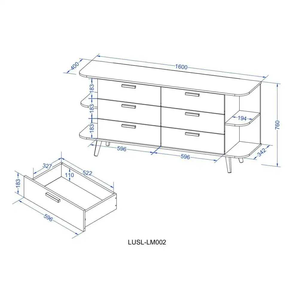 Damian Wooden Sideboard Buffet Unit Storage Cabinet - Walnut
