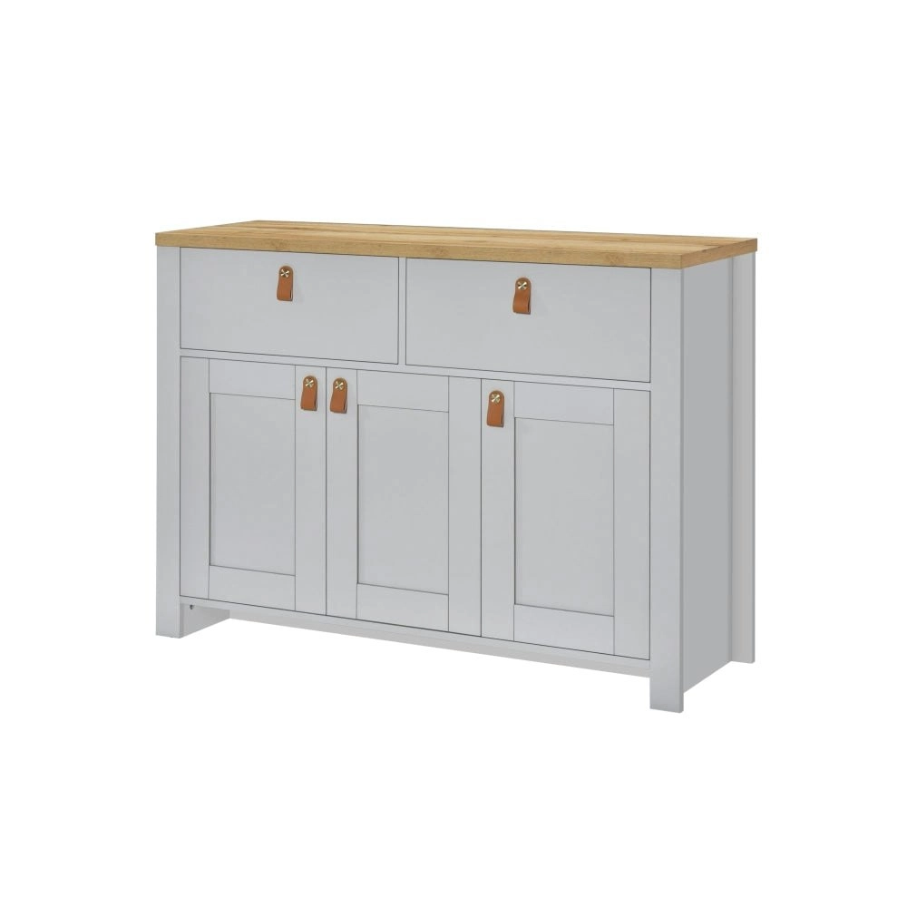 Anera Wooden Storage Cabinet Sideboard Buffet Unit - Oak & Light Grey