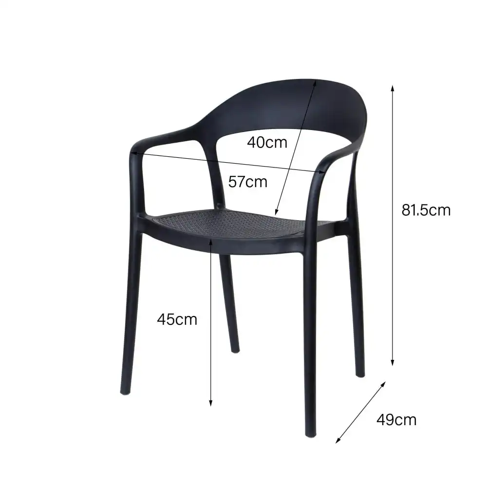Design Square Set Of 2 Regas Modern Scandinavian Kitchen Dining Arm Chairs - Black