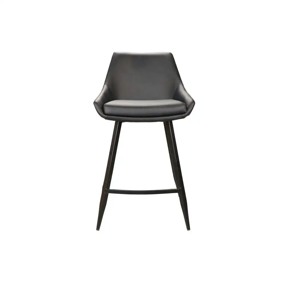 Raimon Furniture Set Of 2 Giannis Eco Leather Kitchen Counter Bar Stool Metal Legs - Black