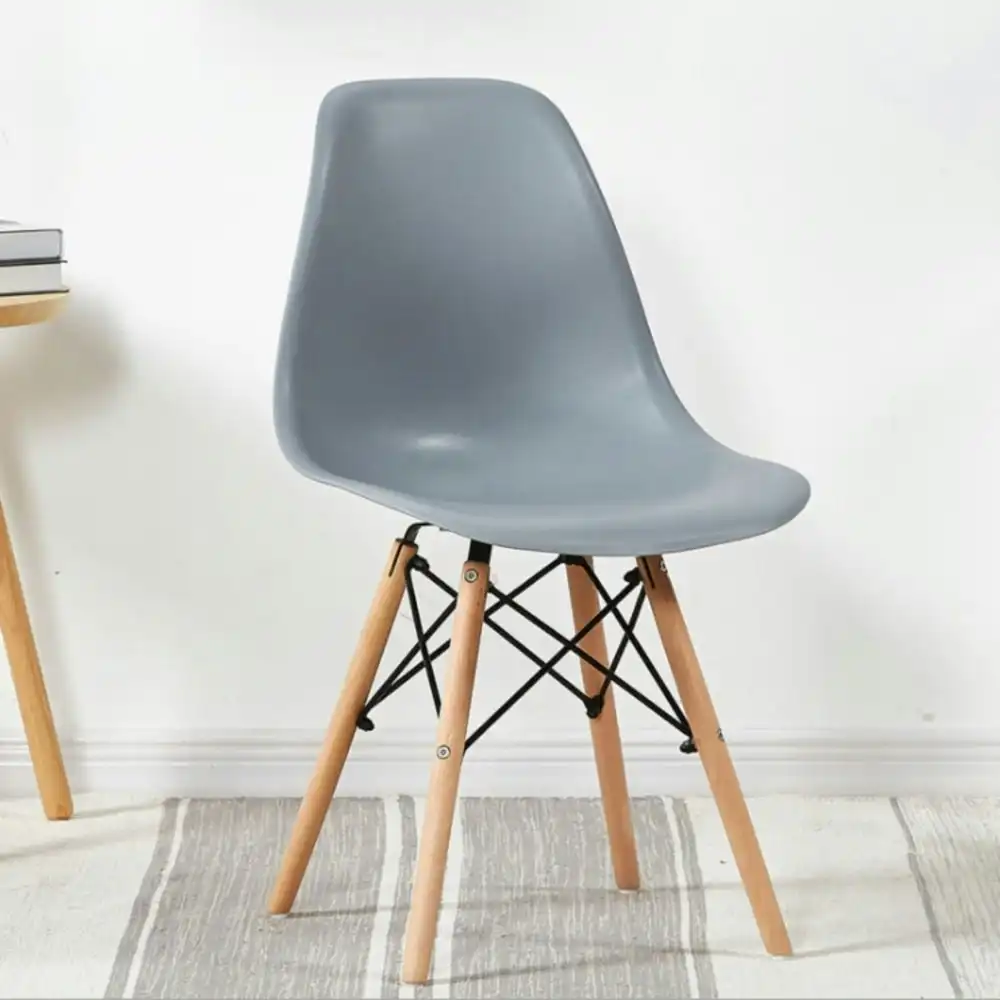 Design Square Set Of 4 Replica Dining Chair Eiffel Design Wooden Legs - Grey