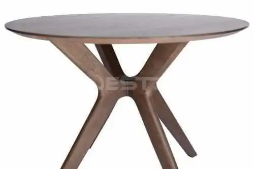 Lyn Round Wood Dining Table - 100cm - Walnut