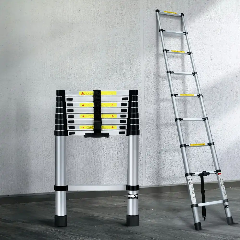 Giantz 2.6M Telescopic Ladder Aluminium Extension Extendable Steps Adjustable