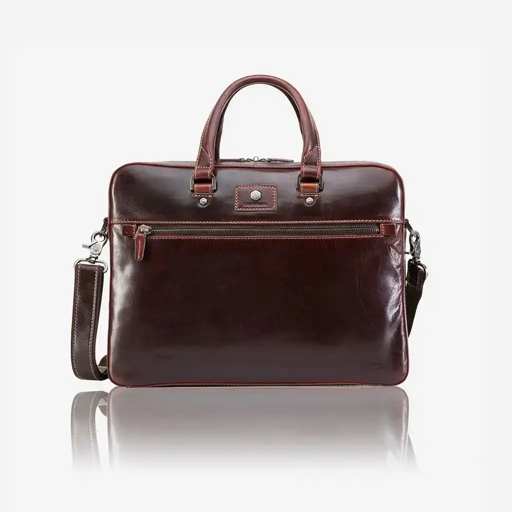 Jekyll & Hide Oxford Slim Zip Top Briefcase, Tobacco