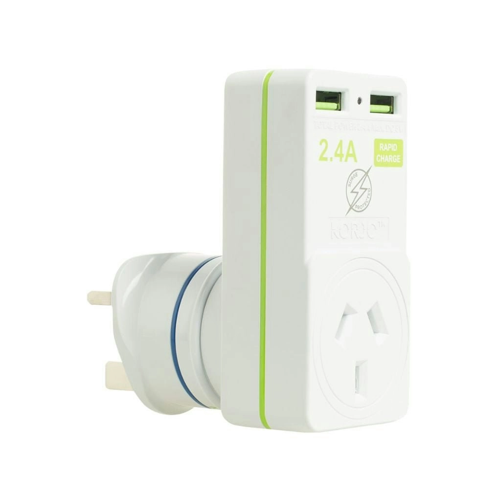 Korjo USB - UK Travel Adaptor USB2X2UK