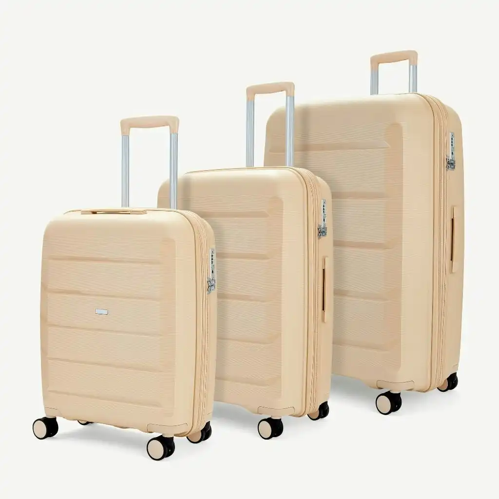 Rock Tulum 3 Piece Set Expander Hardsided Luggage - Beige