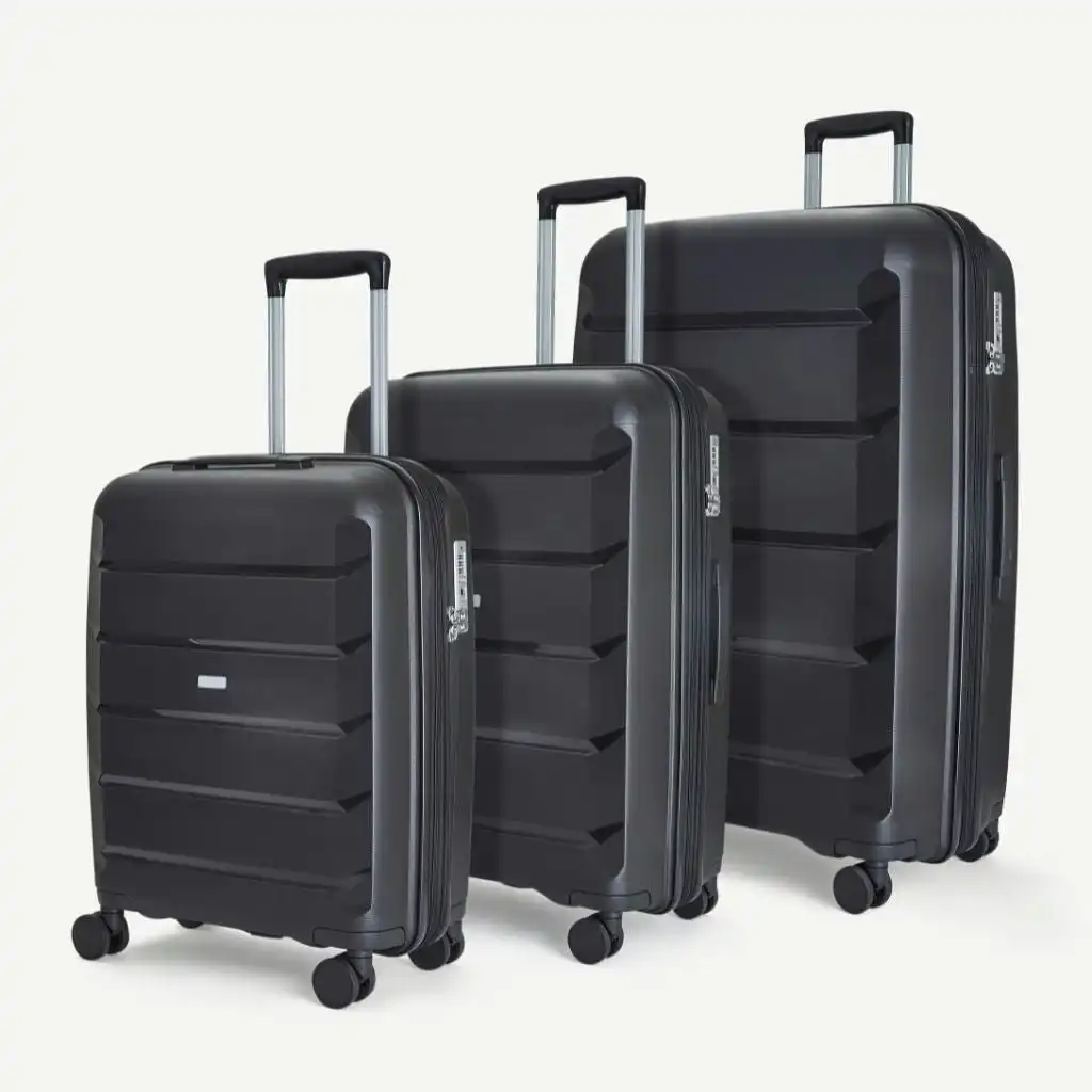 Rock Tulum 3 Piece Set Expander Hardsided Luggage - Black