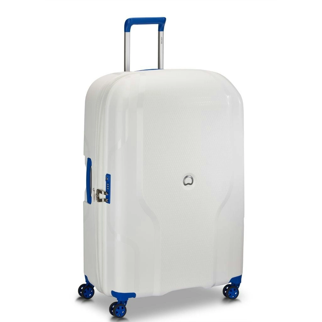 DELSEY Clavel 83cm Large Hardsided Spinner Luggage - White/Blue