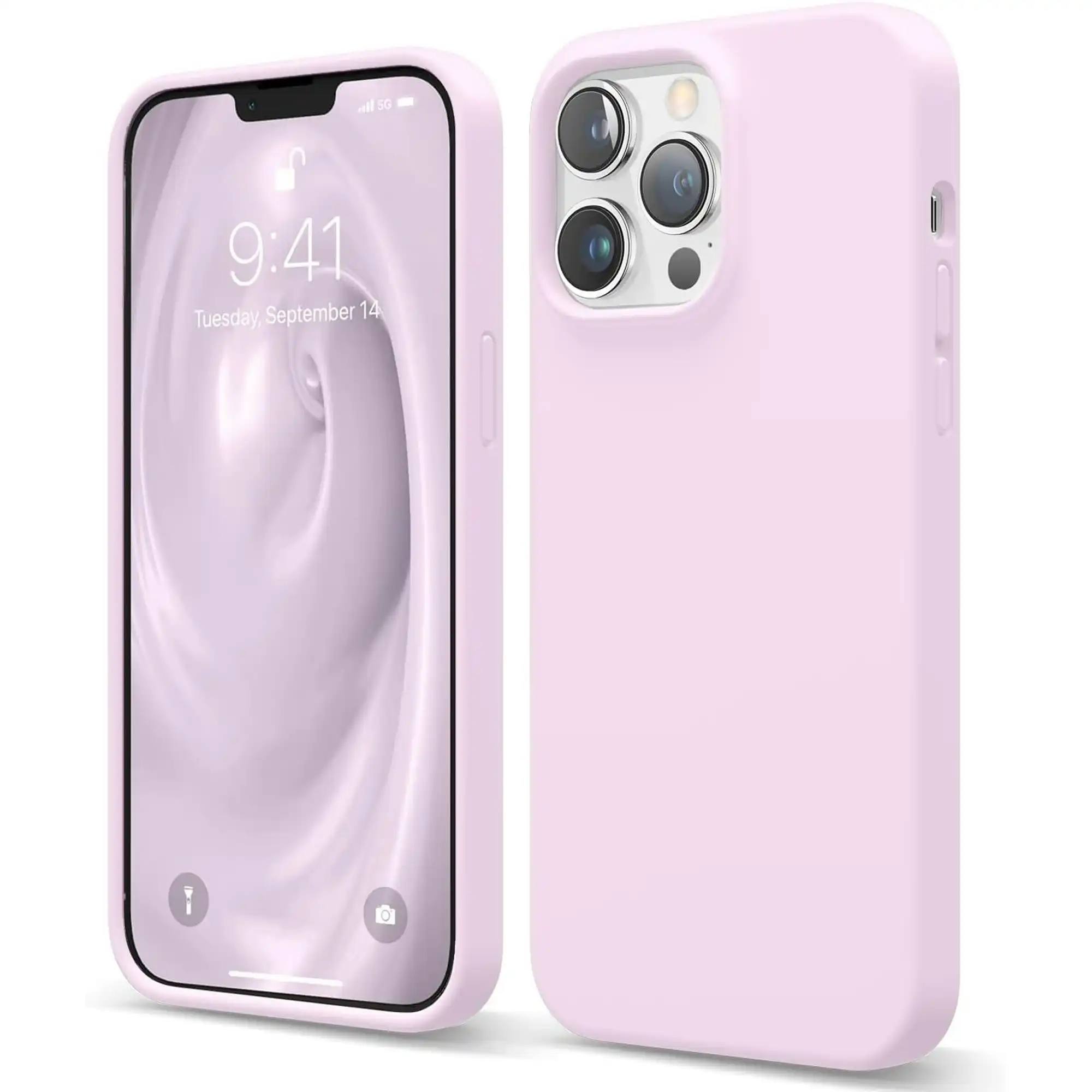 Premium Silicone Phone Case For iPhone 13 Pro Shockproof Microfiber Lining - Lilac