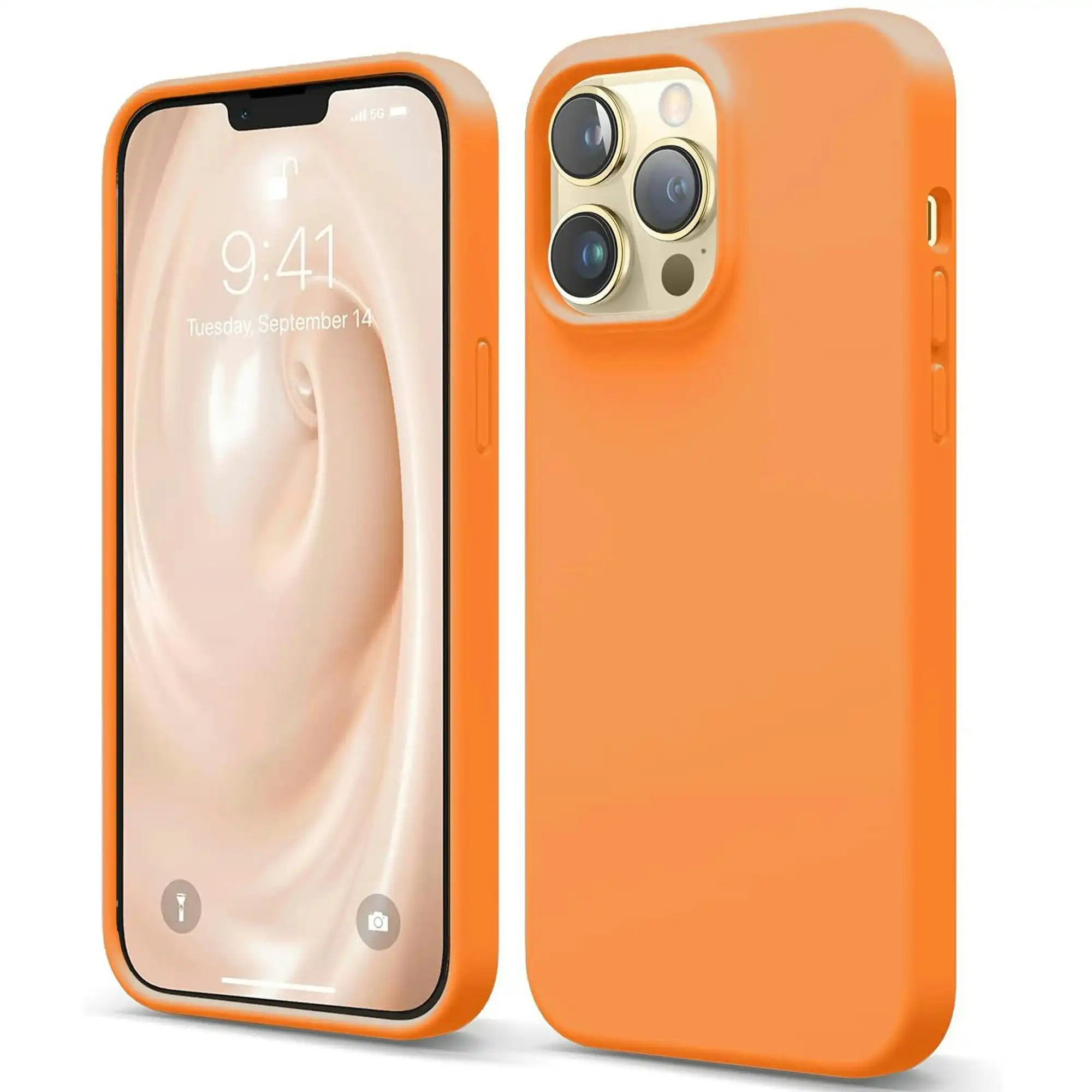 Premium Silicone Phone Case For iPhone 13 Pro Shockproof Microfiber Lining - Orange