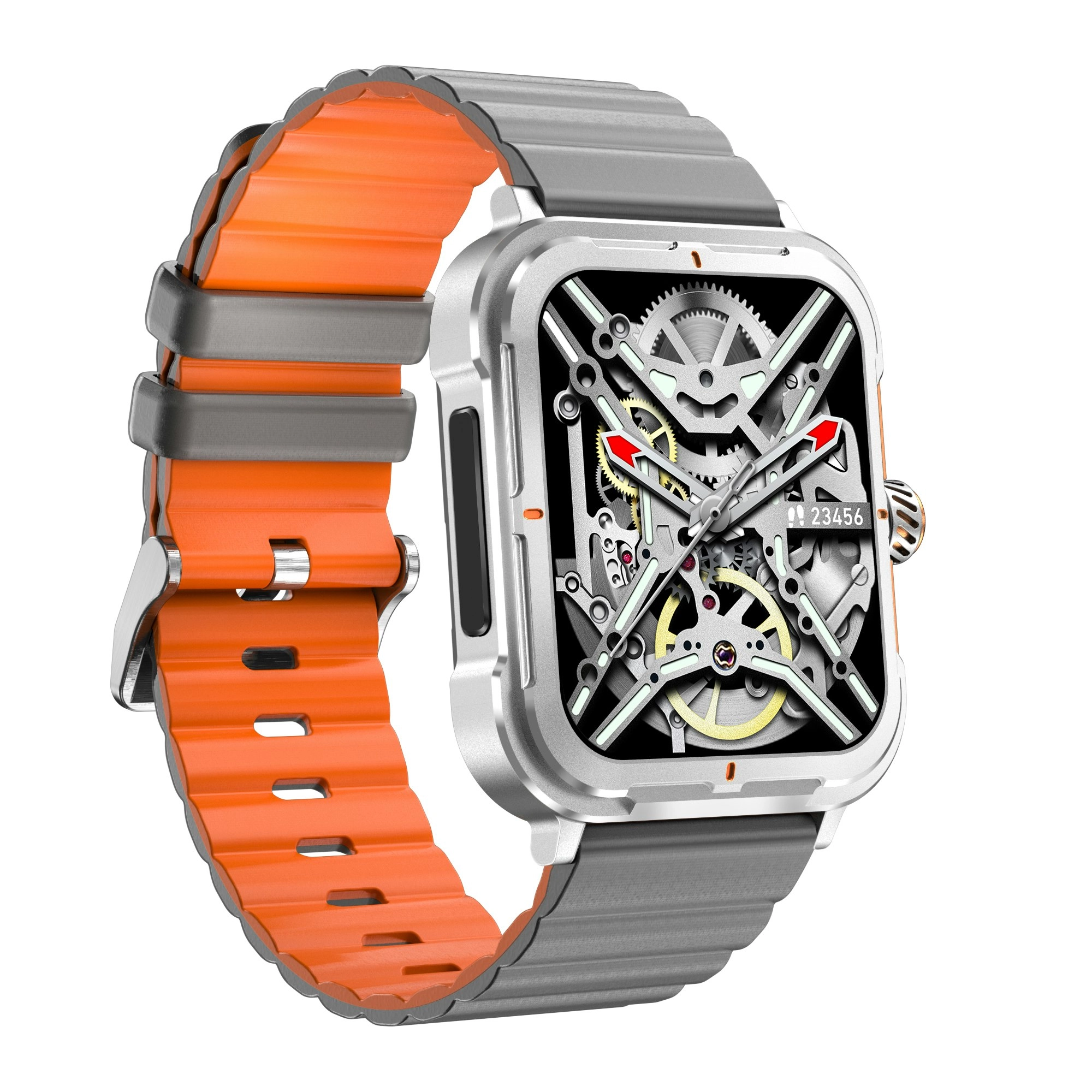 Bluetooth Smart Watch 1.83" IPS Touch Screen Heart Rate Blood Pressure BT 5.2 - Silver Orange