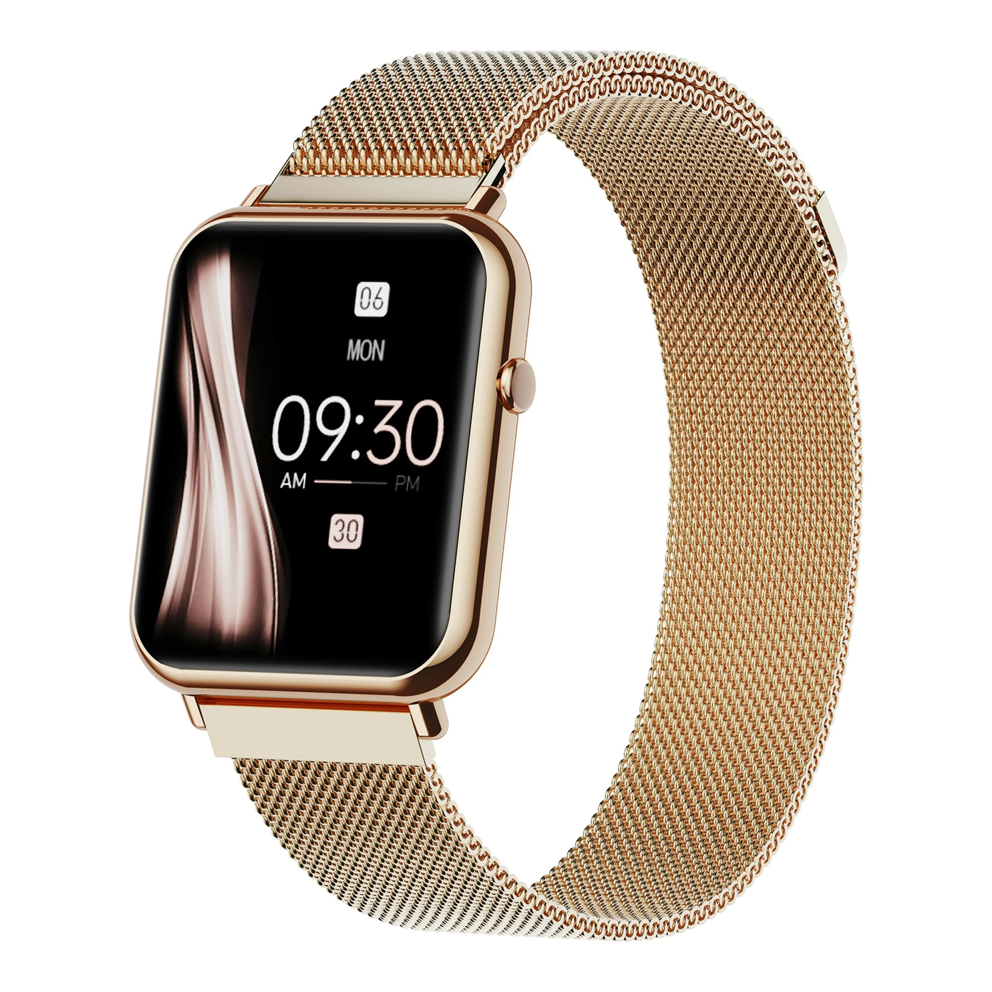 Bluetooth Smart Watch 1.69" 2.5D Touch Screen Call Heart Rate Blood Pressure BT 5.0 - Gold Metal