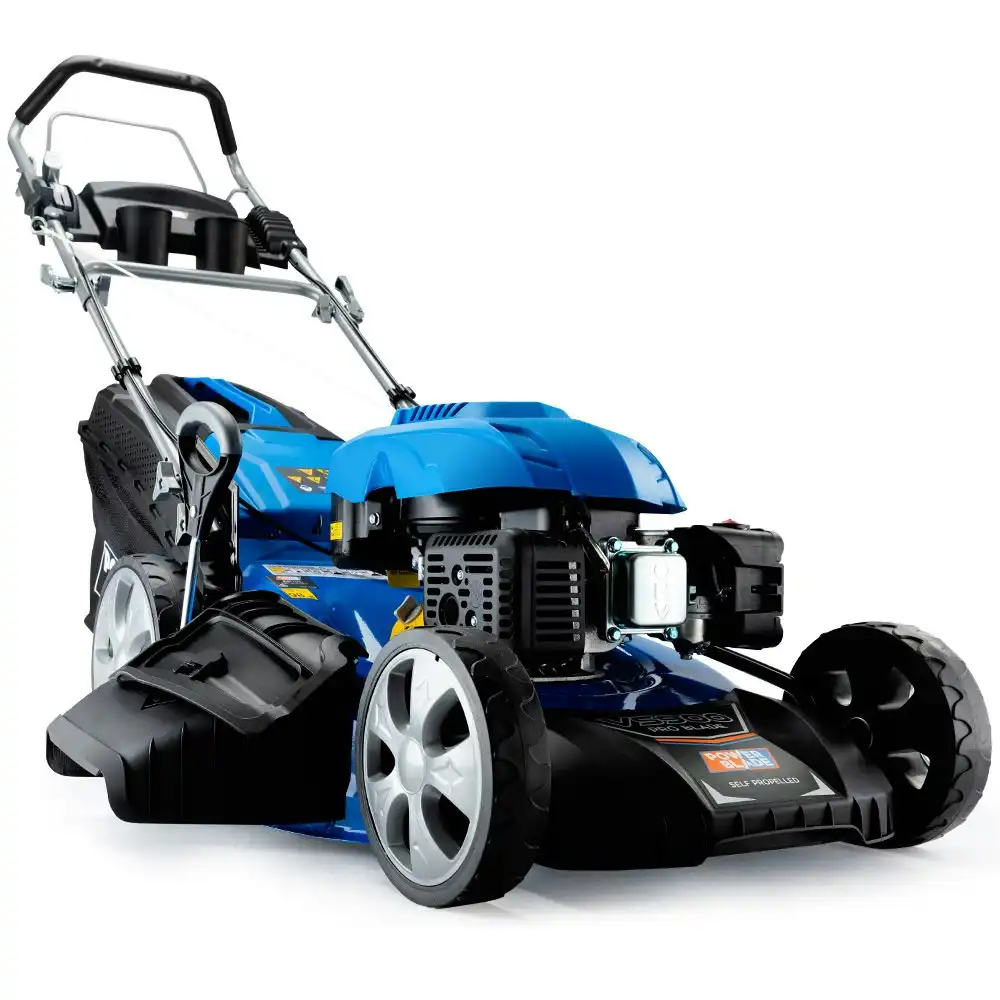 PowerBlade 225cc Lawn Mower 4-Stroke 20 Inch Petrol Lawnmower 4-in-1 Self-Propelled Push