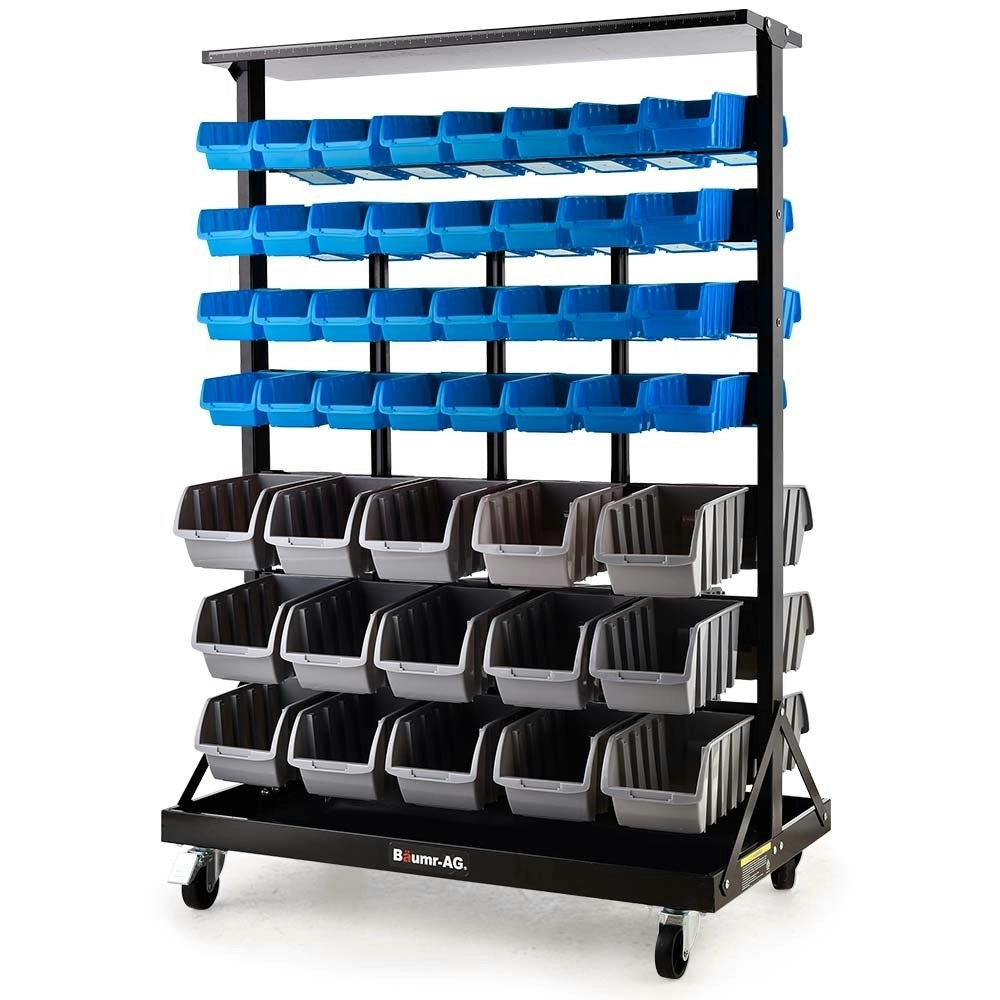 Baumr-AG 94 Parts Bin Rack Storage System Mobile Double-Sided - Blue