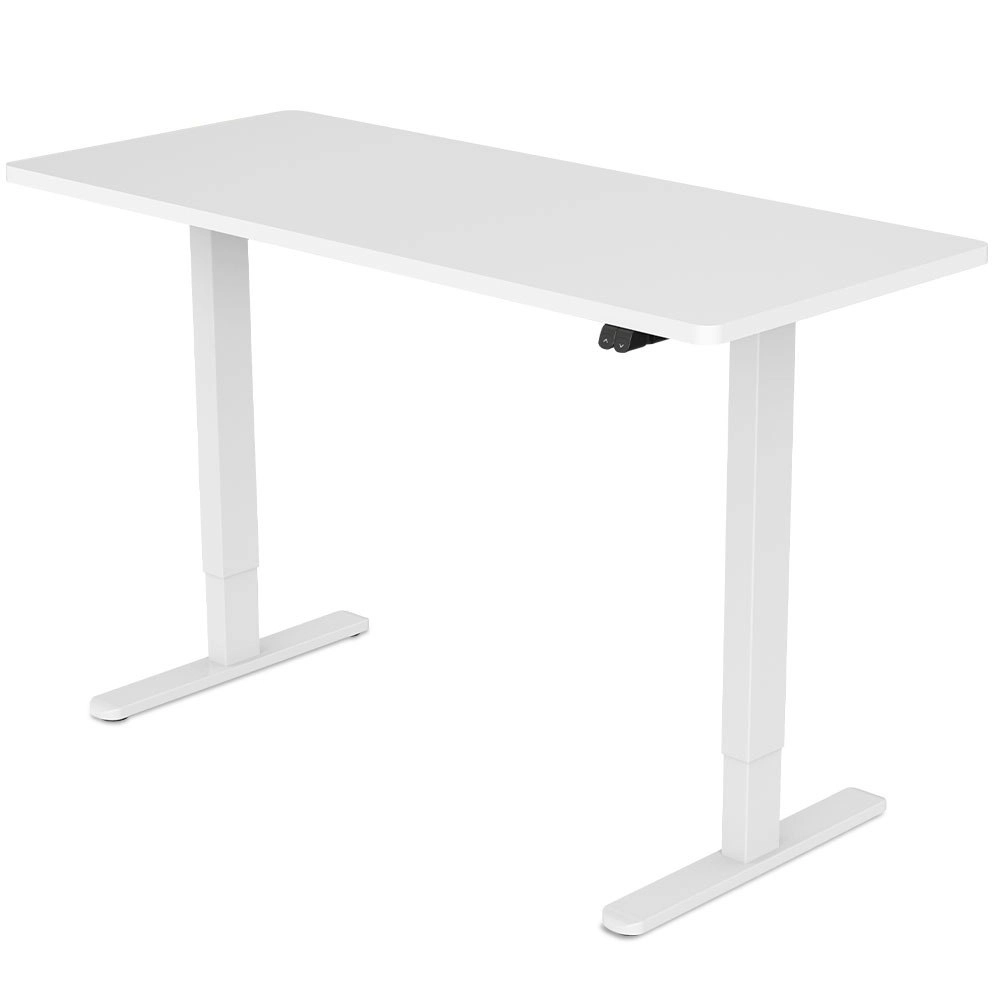 Fortia Sit To Stand Up Standing Desk, 140x60cm, 72-118cm Electric Height Adjustable, 70kg Load, White/White Frame