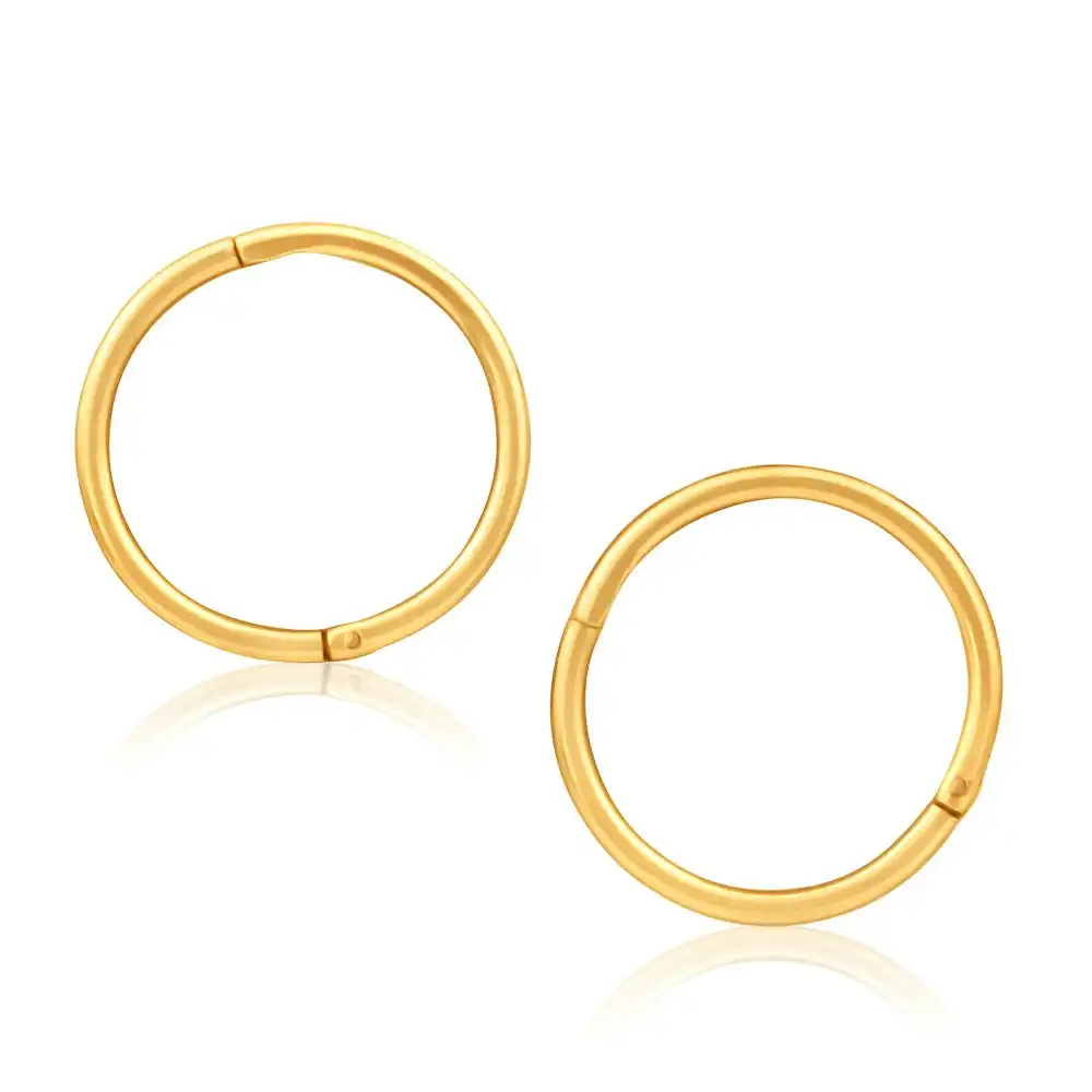 9ct Yellow Gold Hoop 10mm Sleeper Earrings