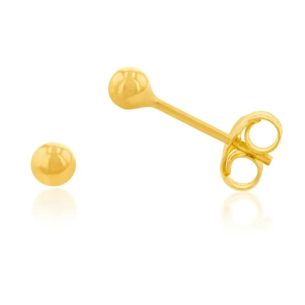 9ct Yellow Gold 3mm Ball Stud Earrings