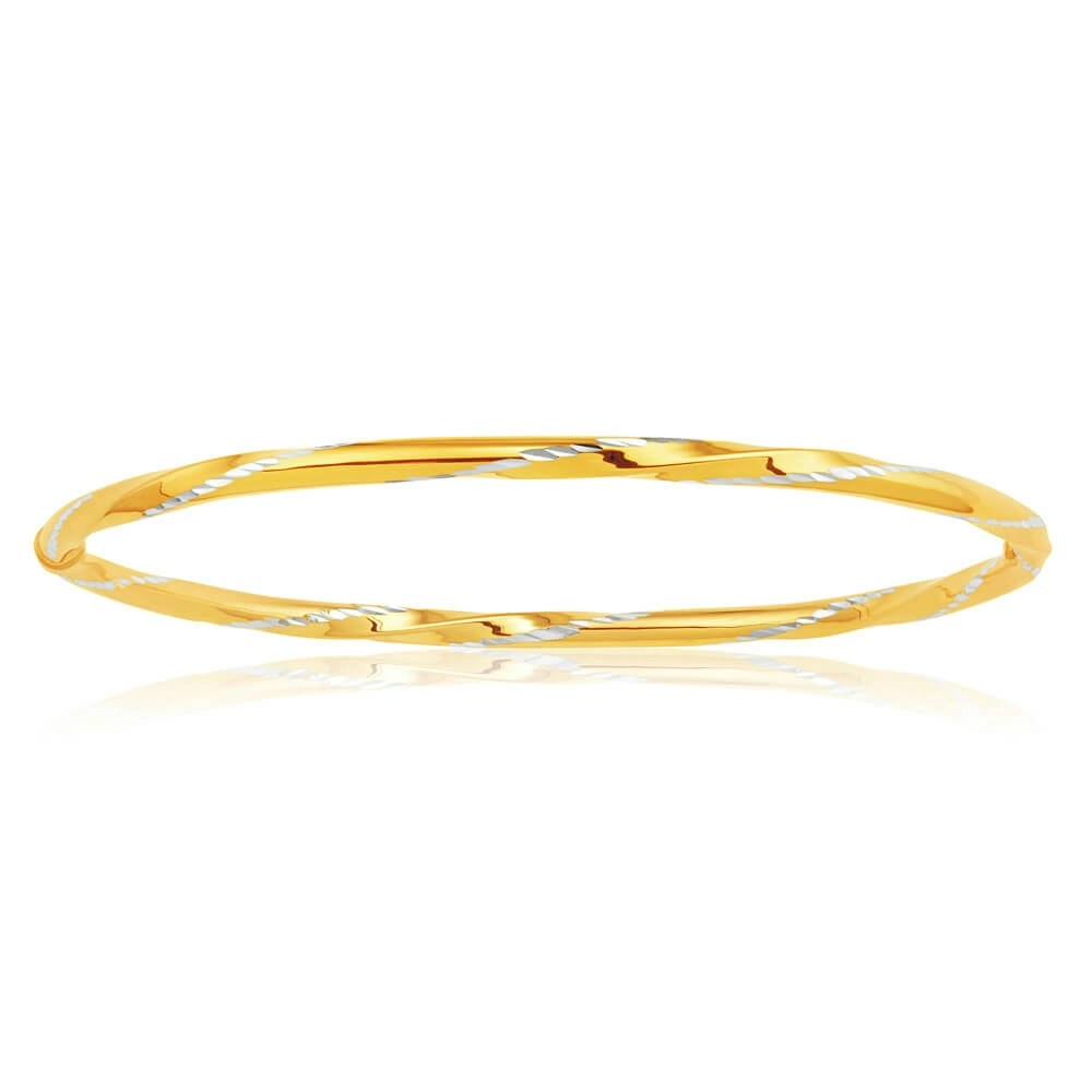 9ct Yellow Gold Silver Filled Bangle 65mm