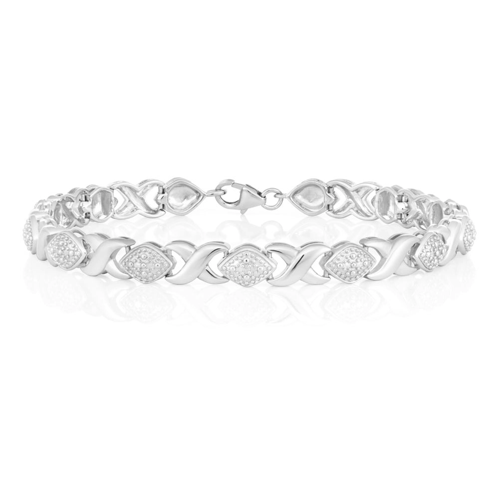 Sterling Silver 18.5cm Diamond Bracelet