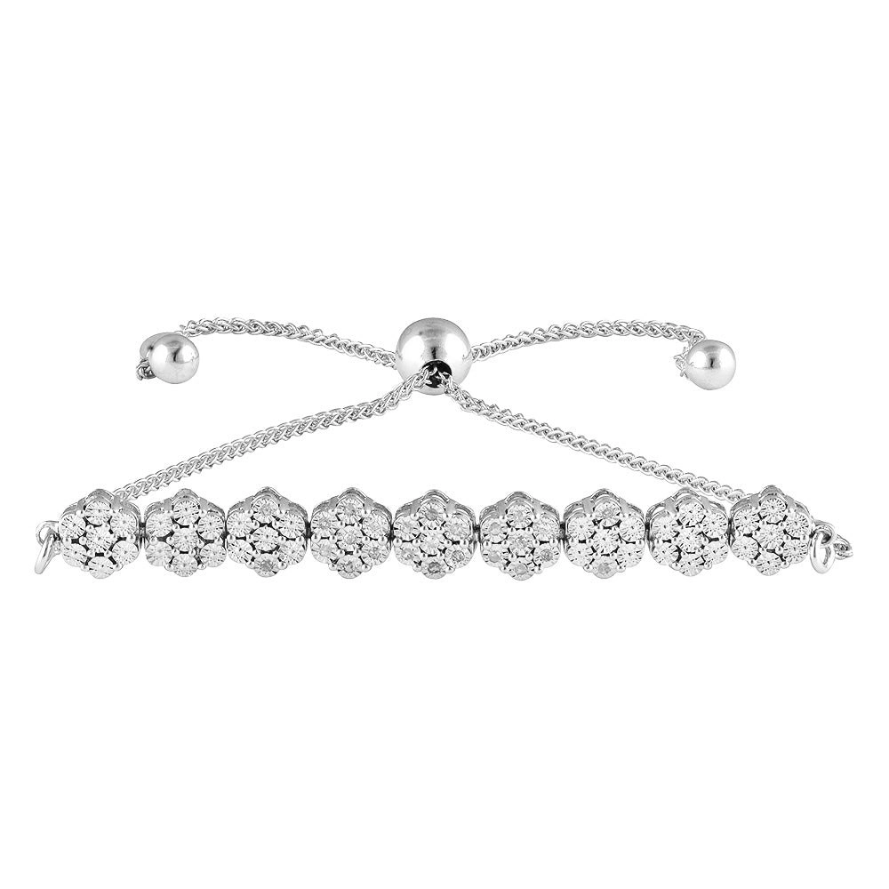 Sterling Silver 25 Diamond Slider Bracelet