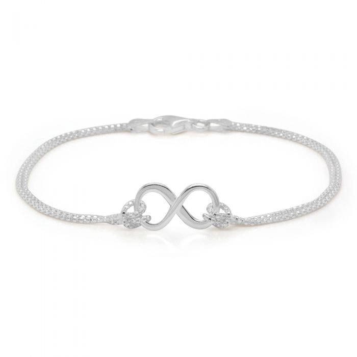 Sterling Silver 19cm Double Strand Infinity Bracelet