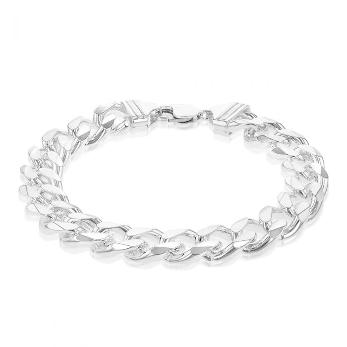 Sterling Silver Bevelled Curb 350 Gauge 24cm  Bracelet